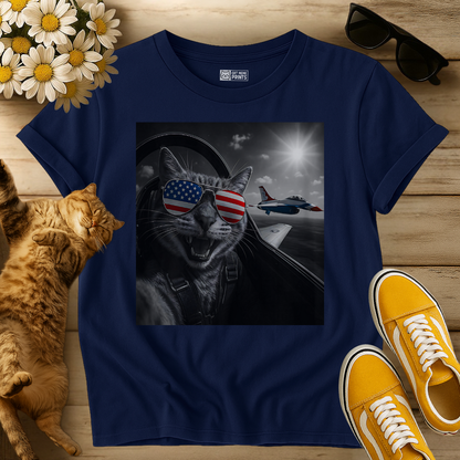 American Cat Takes a Selfie with Jet T-Shirt