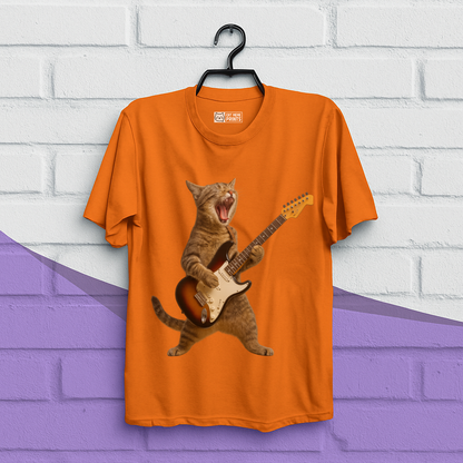 Cat Playing Guitar Rock and Roll T-Shirt