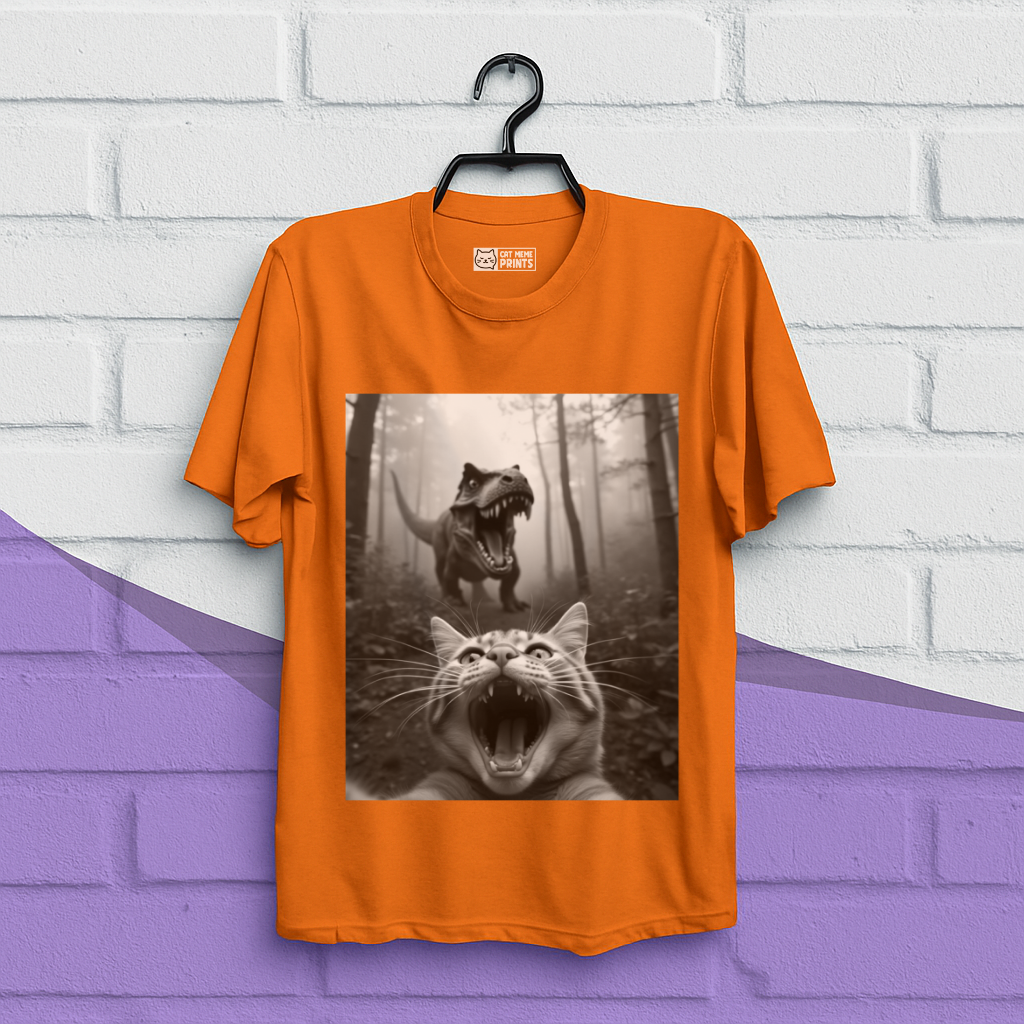Cat Selfie With T-rex T-Shirt