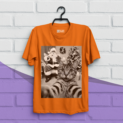 Cat Christmas Selfie with Santa Claus T-Shirt