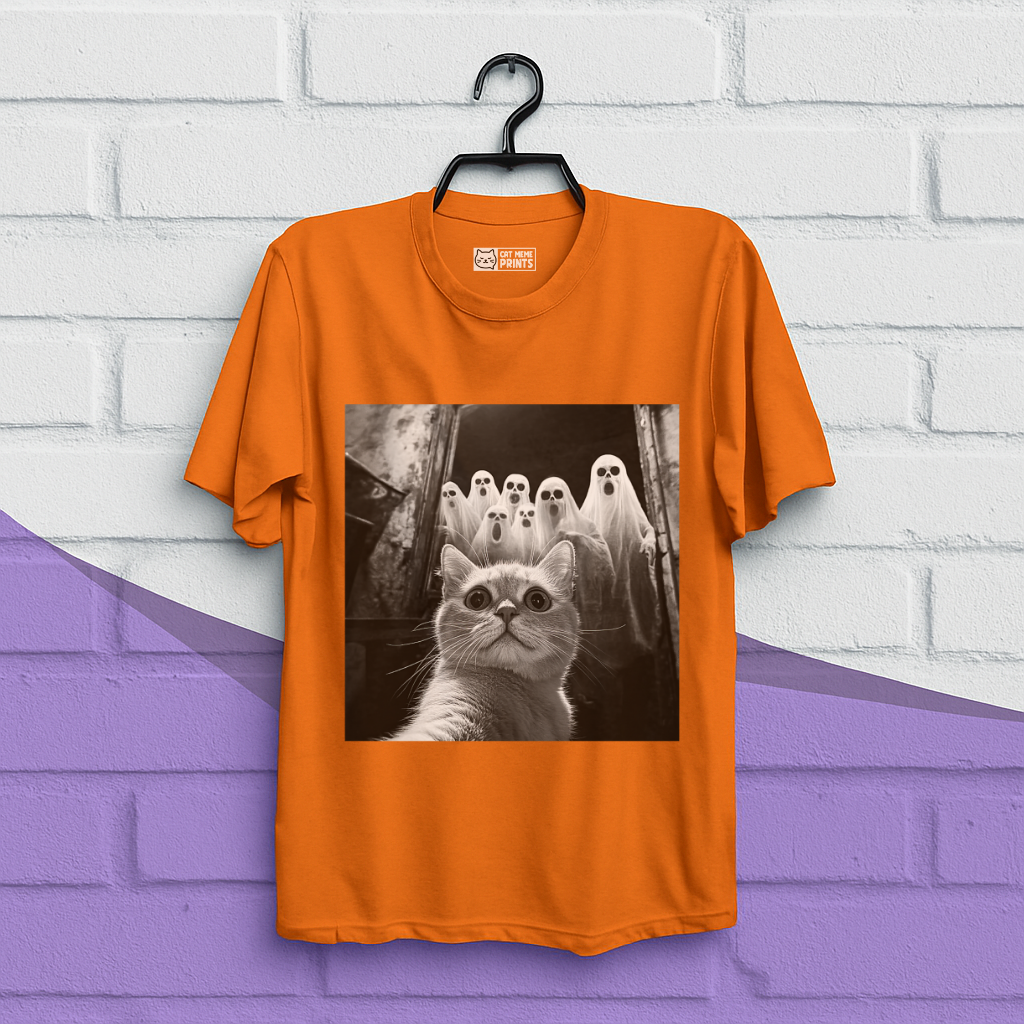 Cat Selfie With Ghosts T-Shirt