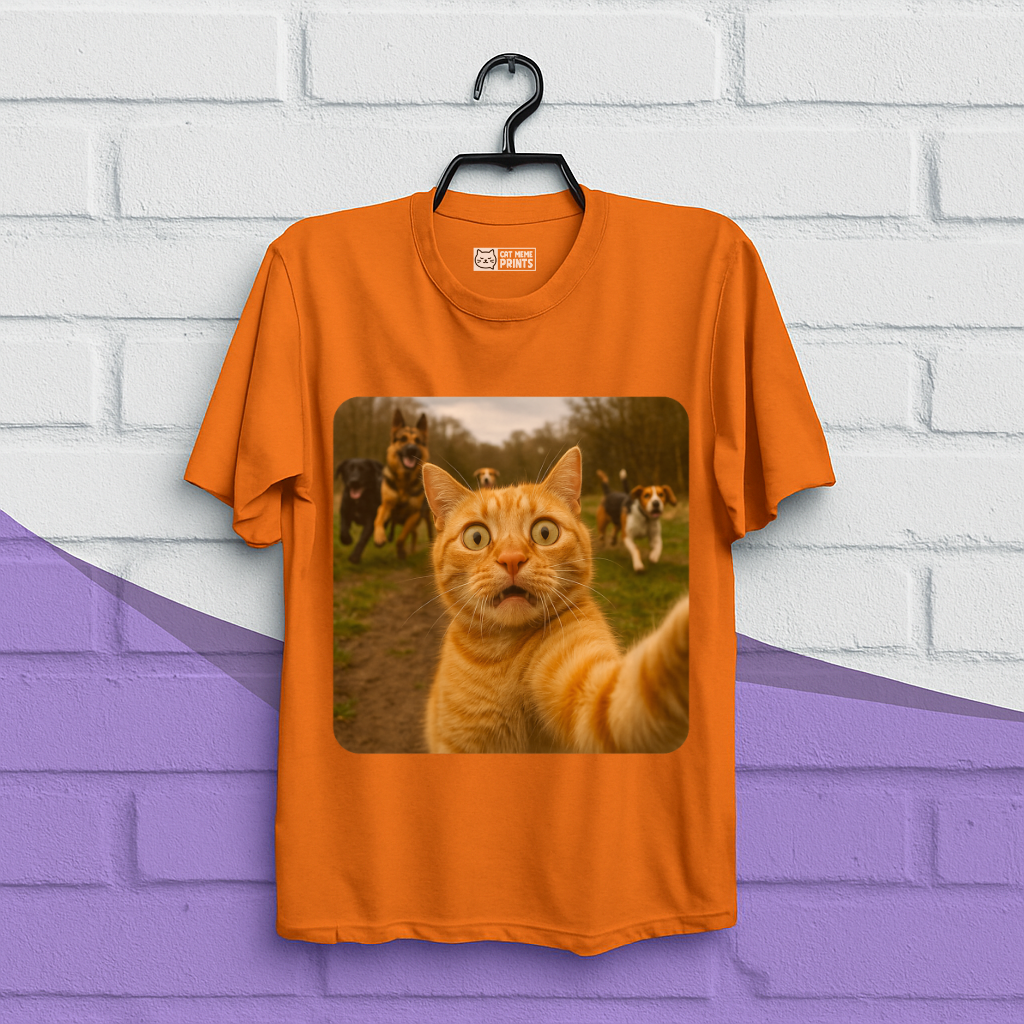 Cat Selfie With Dogs Cat Meme T-Shirt