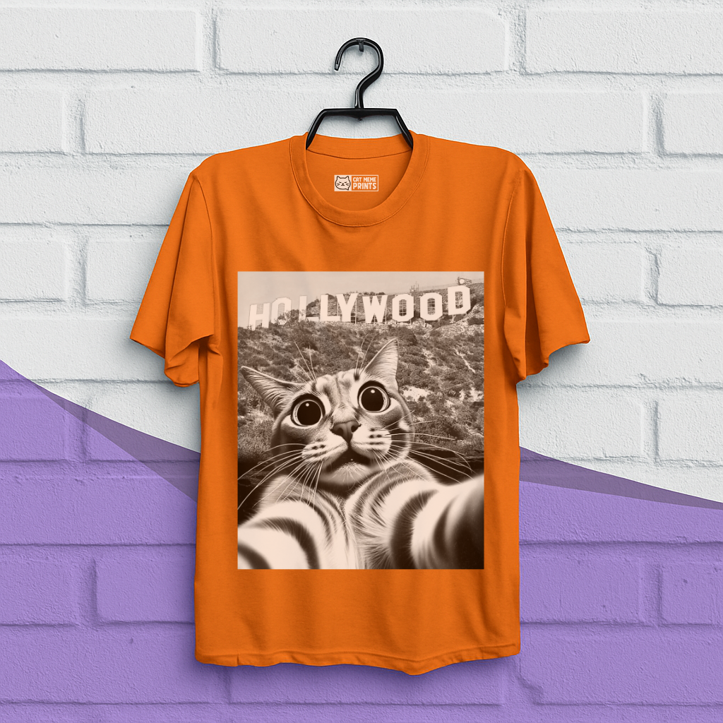 Cat taking Selfie With Hollywood Sign T-Shirt