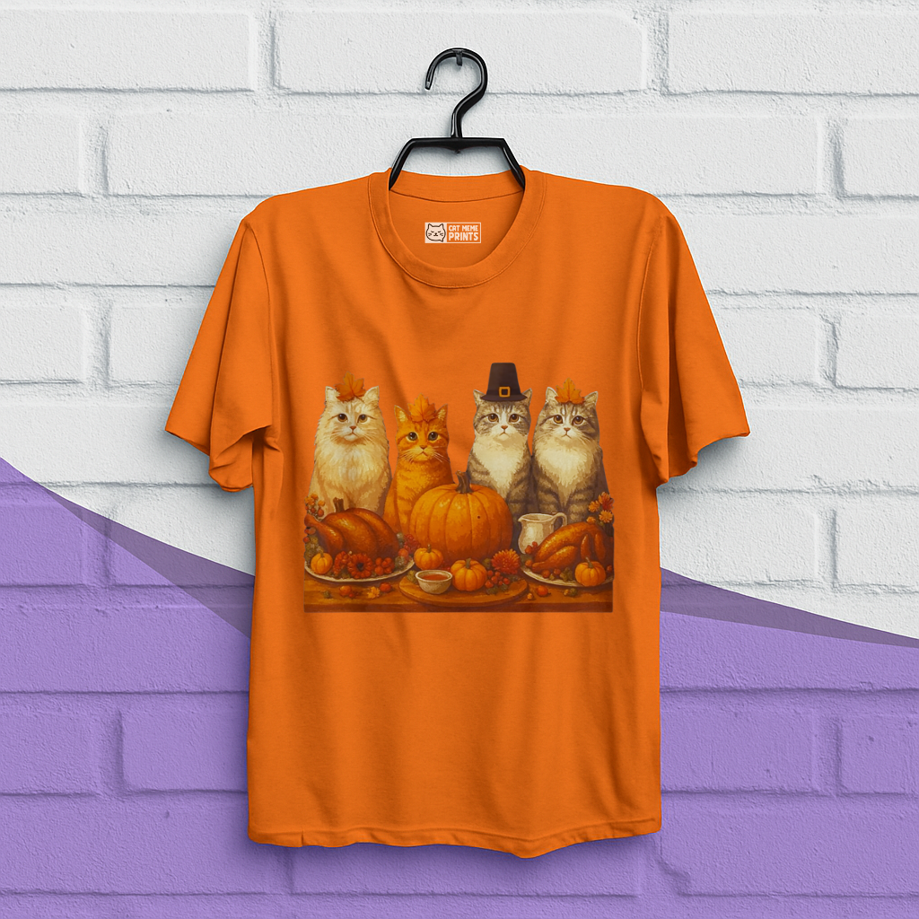 Cats Dinner Feast Fall Thanksgiving T-Shirt