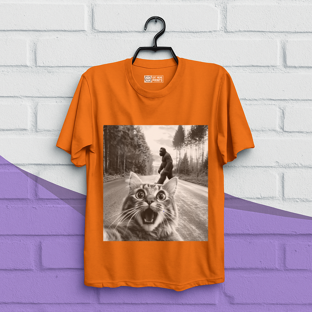 Cat Selfie With Bigfoot T-Shirt