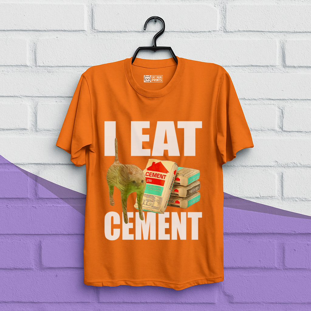 I Eat Cement Meme Cat T-Shirt