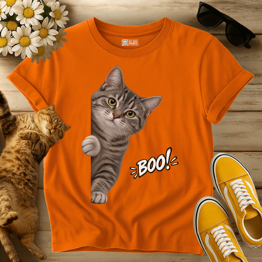 Grey Cat Boo T-Shirt