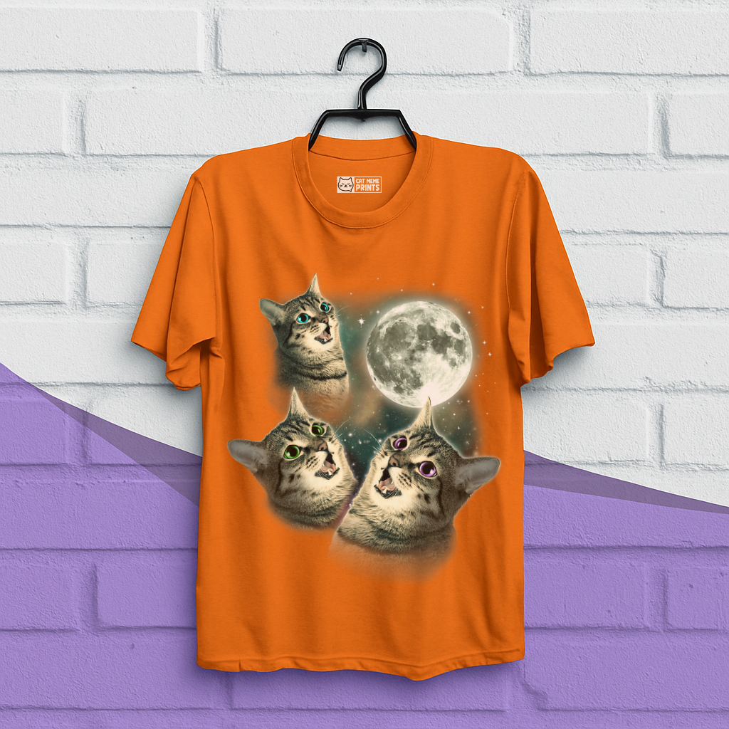 Three Cat Moon 3 Wolfs Cat T-Shirt