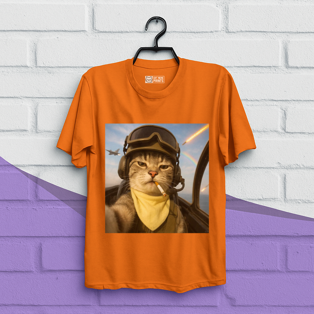 Pilot Cat Selfie Meme T-Shirt