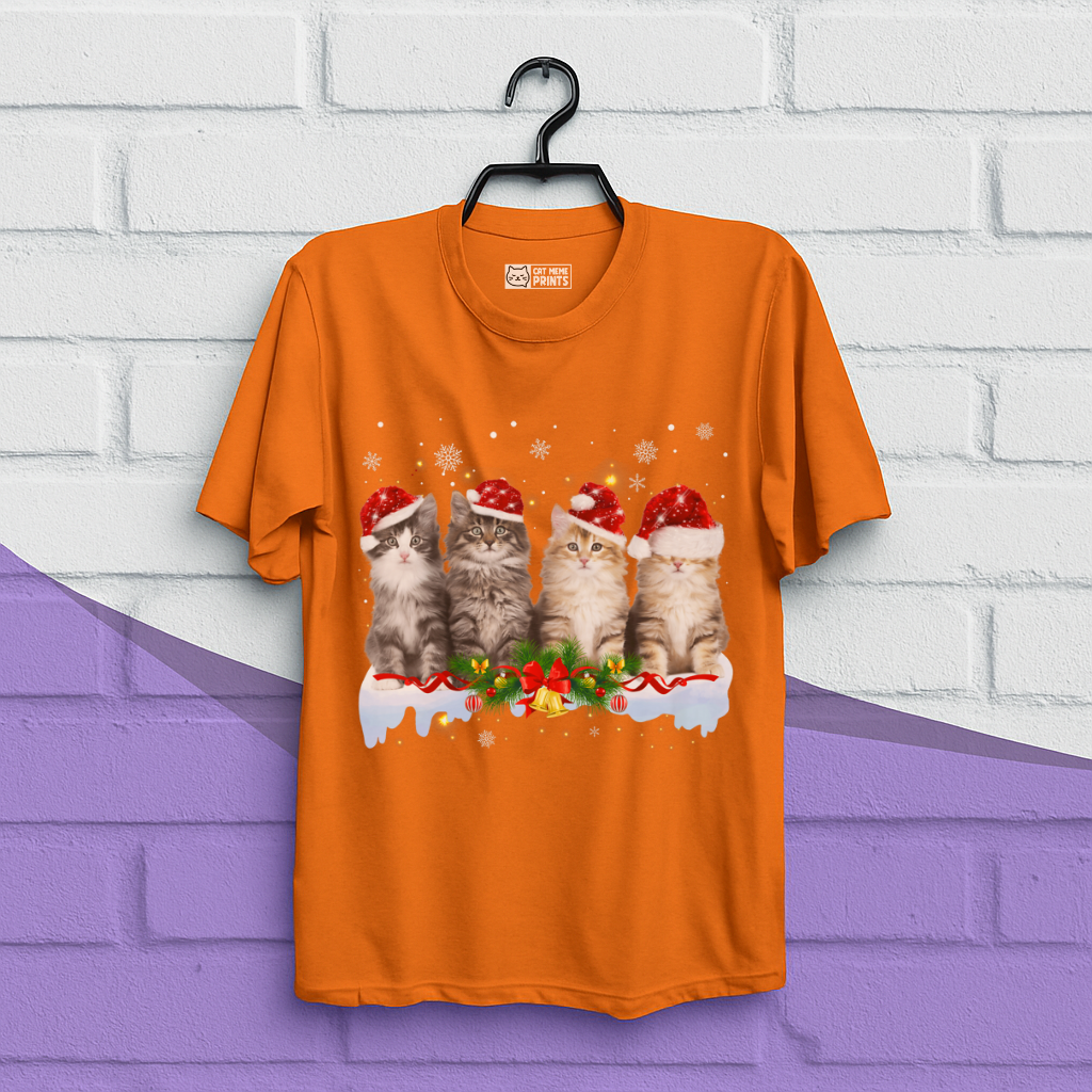 Cat Christmas Light Santa T-Shirt