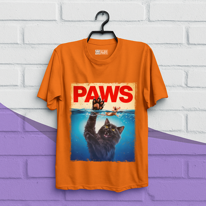 Paws Black Cat Chasing Scared Mouse T-Shirt
