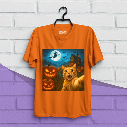 Cat Selfie with Spooky Pumpkins T-Shirt