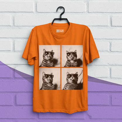 Cat Wearing Sunglasses Selfie Photobooth T-Shirt