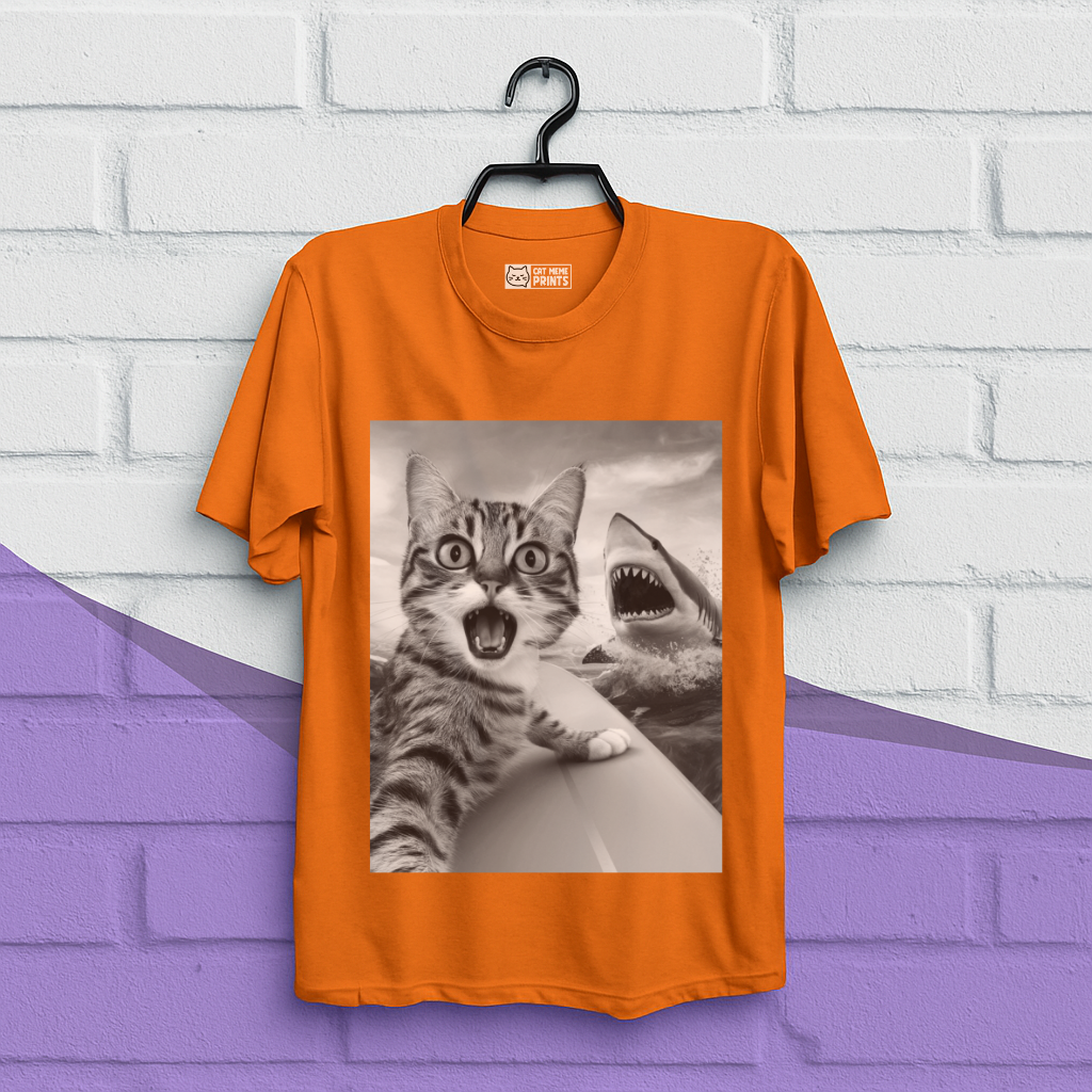 Cat Selfie With Shark T-Shirt