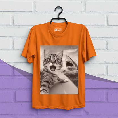 Cat Selfie With Shark T-Shirt
