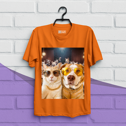 Cat & Dog Selfie in Dogs Party T-Shirt