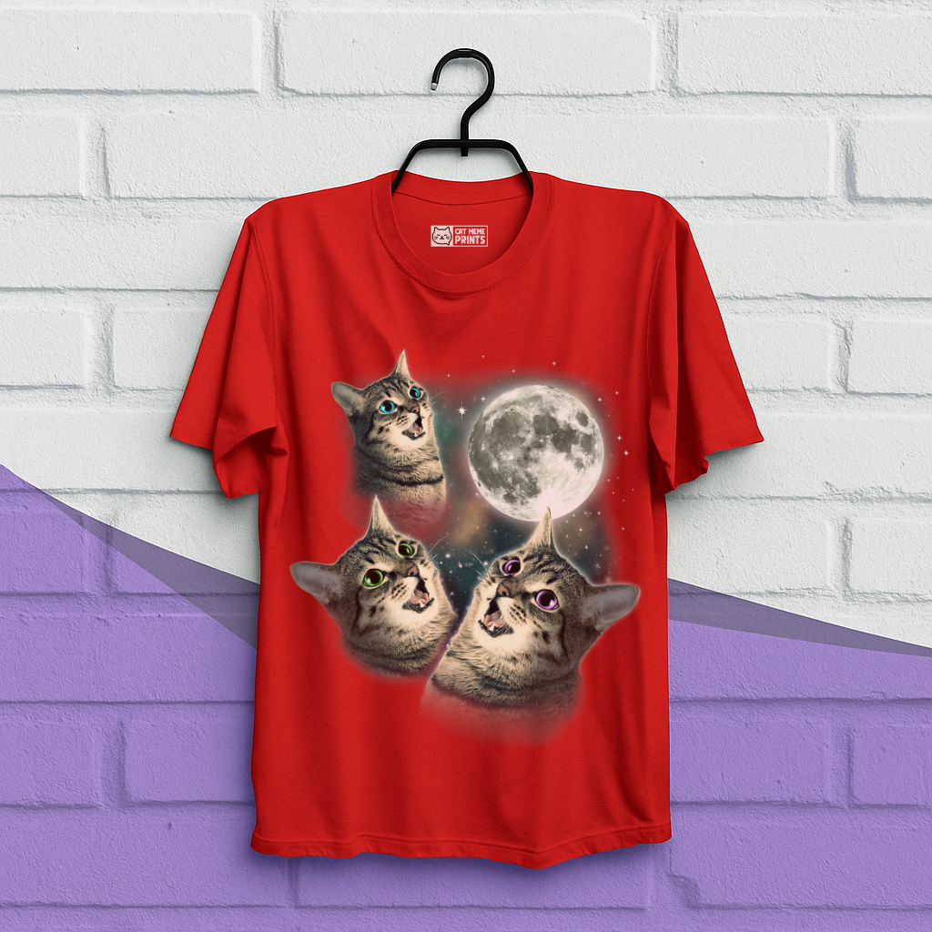 Three Cat Moon 3 Wolfs Cat T-Shirt