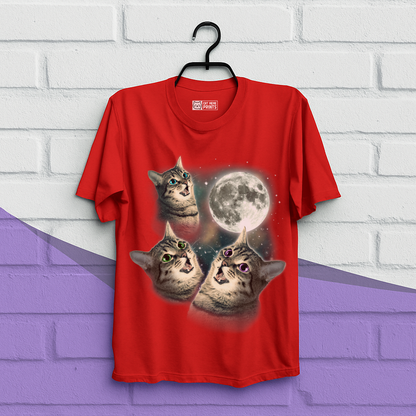 Three Cat Moon 3 Wolfs Cat T-Shirt