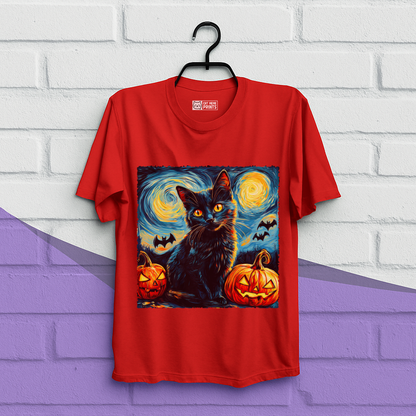 Black Cat Pumpkins Halloween T-Shirt