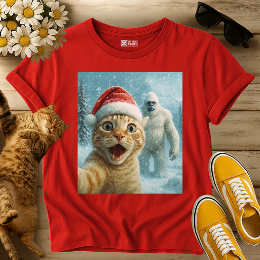 Cat Selfie with Abominable Snow Monster T-Shirt