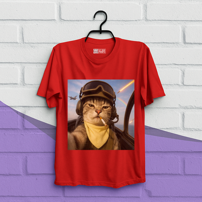 Pilot Cat Selfie Meme T-Shirt