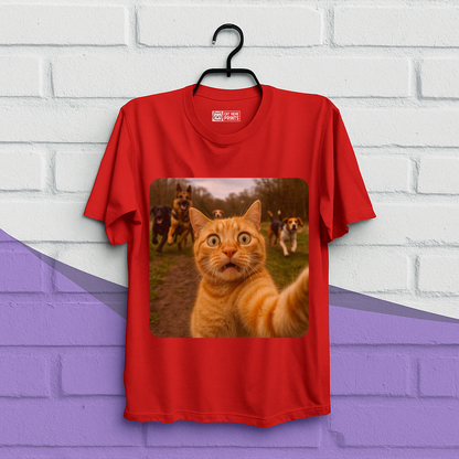 Cat Selfie With Dogs Cat Meme T-Shirt
