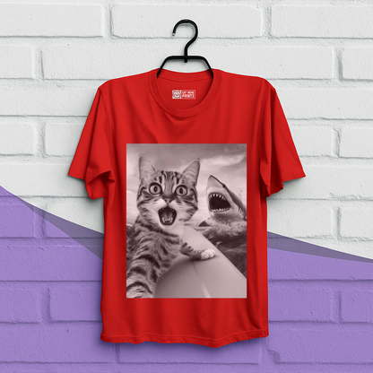 Cat Selfie With Shark T-Shirt