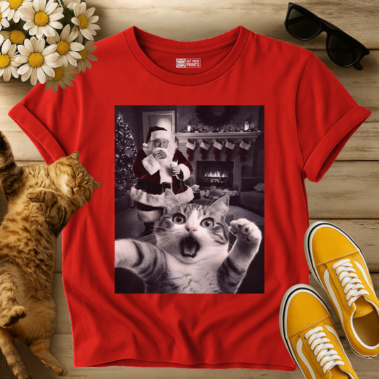 Cat Selfie With Santa Christmas T-Shirt