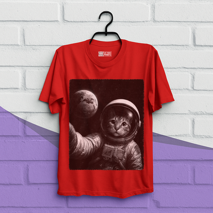 Cat Wear Space Suit Selfie With Earth T-Shirt