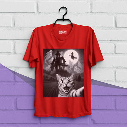 Cat Selfie With Scary House T-Shirt