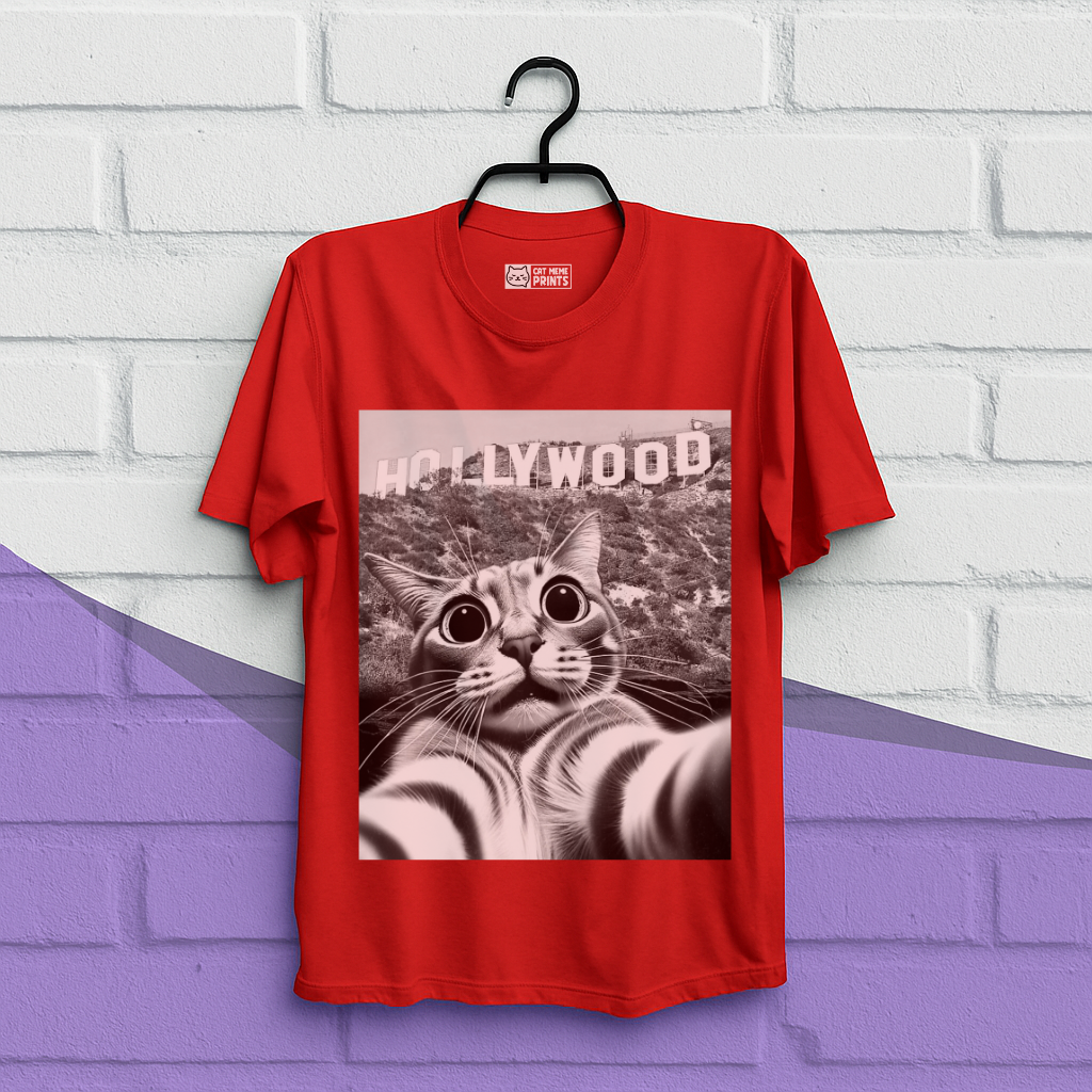 Cat taking Selfie With Hollywood Sign T-Shirt