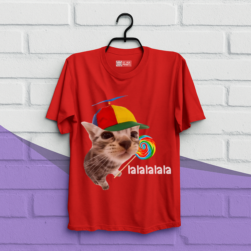 Cat With Lollipop lalala Cat Meme T-Shirt