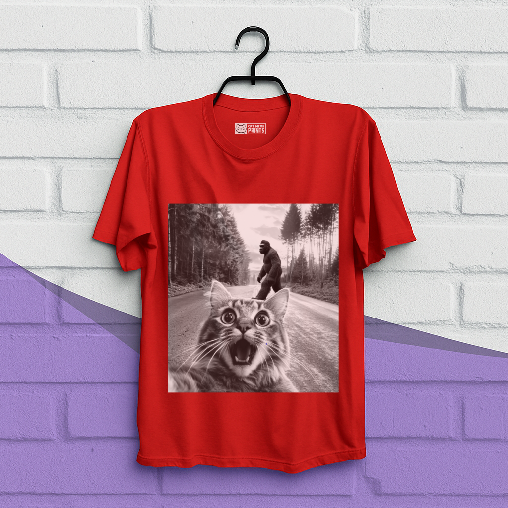 Cat Selfie With Bigfoot T-Shirt