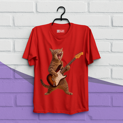 Cat Playing Guitar Rock and Roll T-Shirt