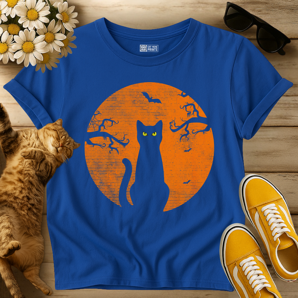 Cat Moon Scary Halloween T-Shirt