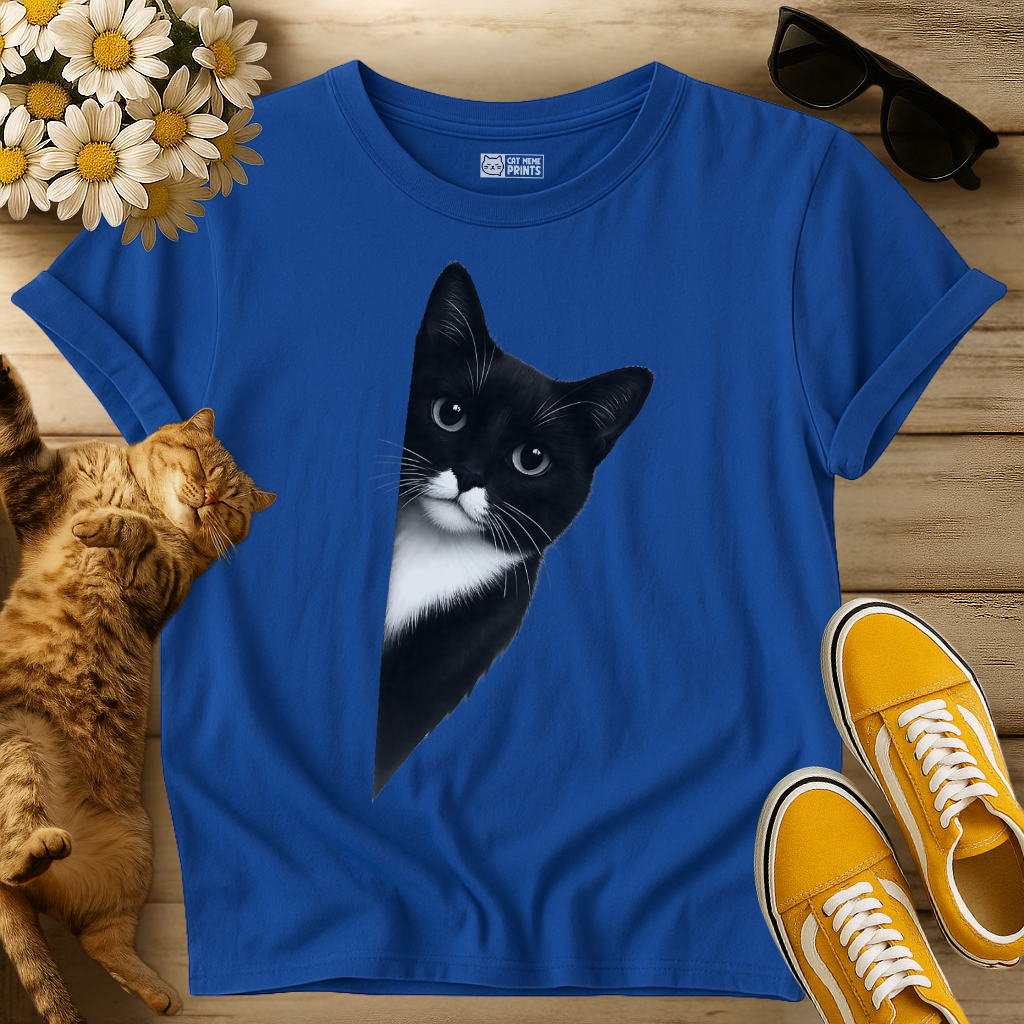 Peeking Tuxedo Cat T-Shirt