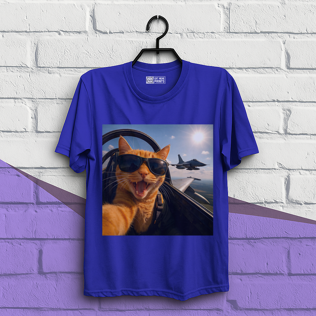 Cat Selfie Jet Airplane T-Shirt