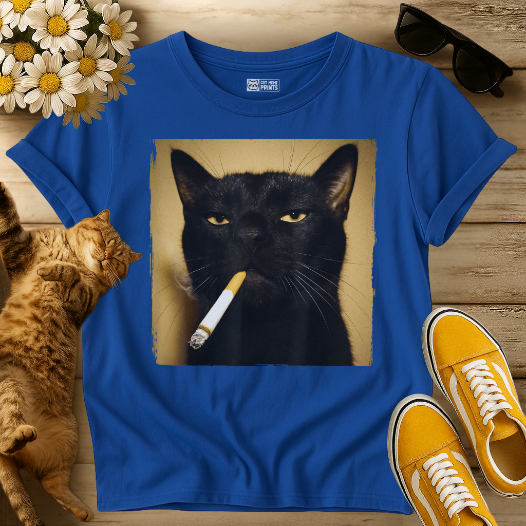 Black Cat Smoking T-Shirt