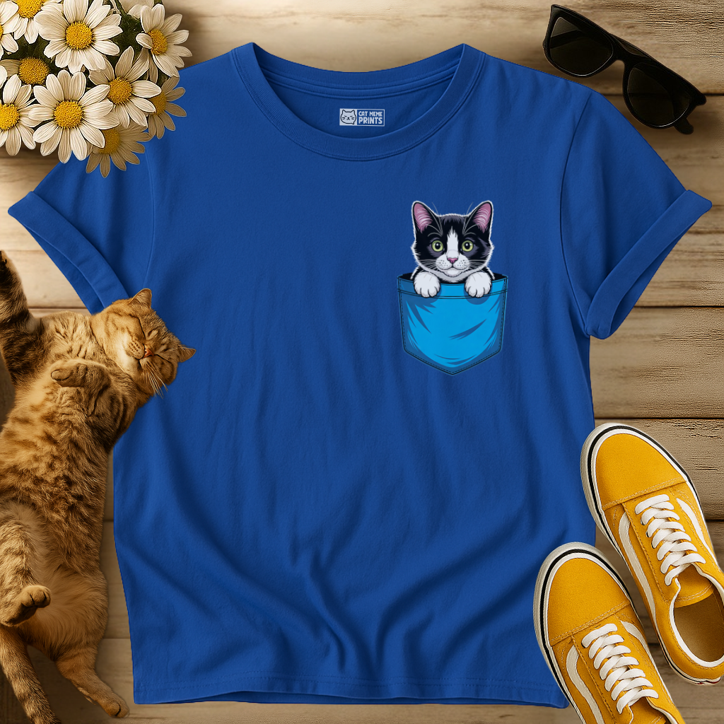 Cute Pocket Tuxedo Cat T-Shirt