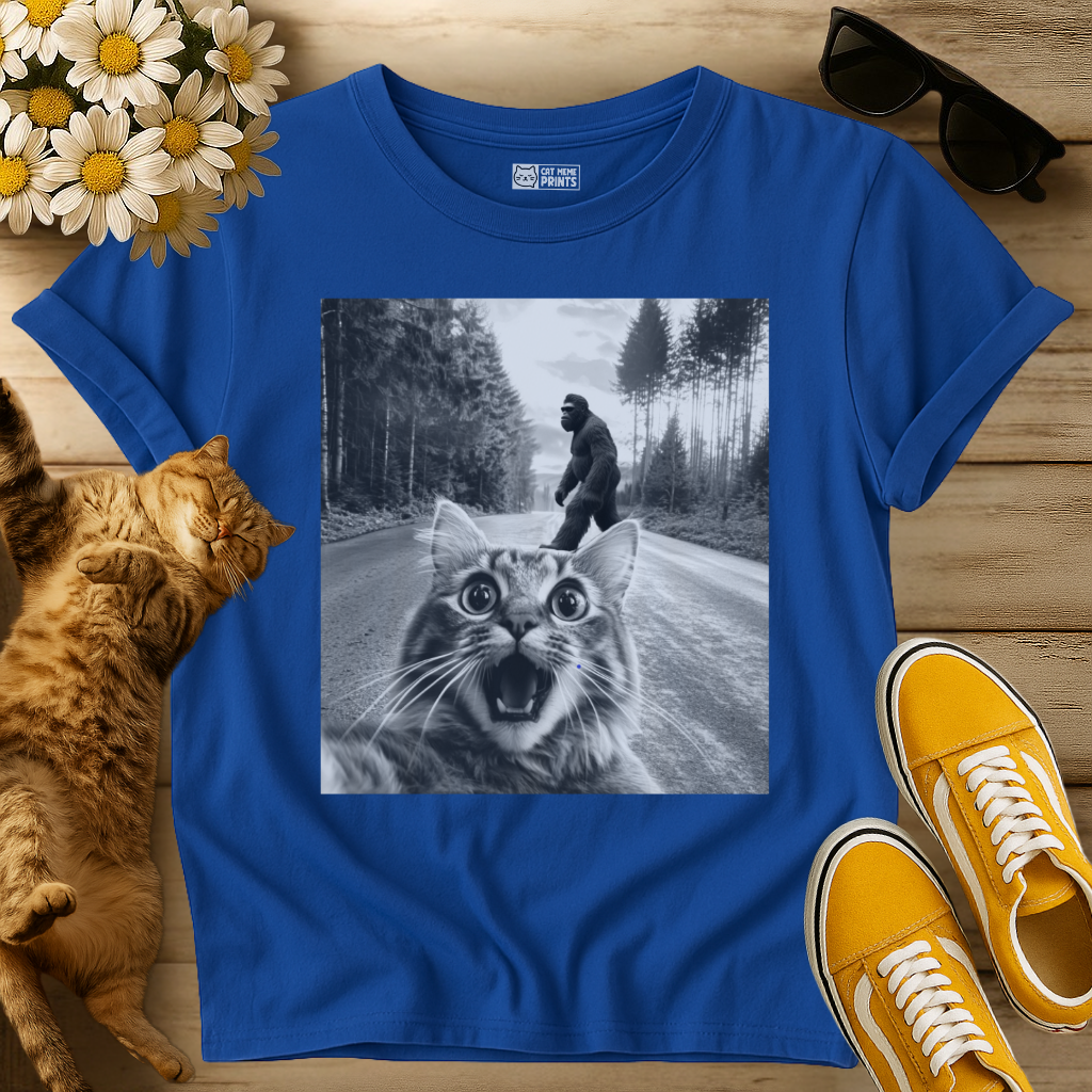 Cat Selfie With Bigfoot T-Shirt