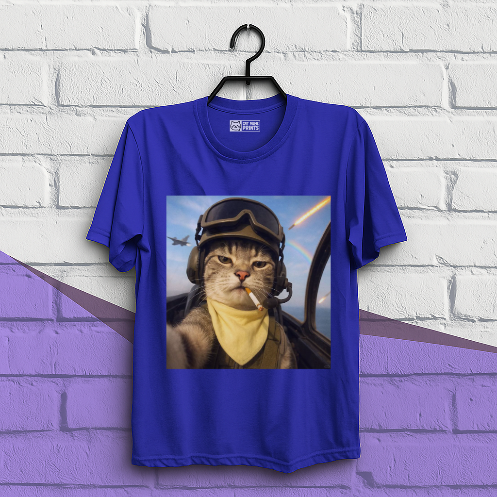 Pilot Cat Selfie Meme T-Shirt