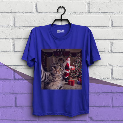 Christmas Cat Selfie with Santa Claus T-Shirt