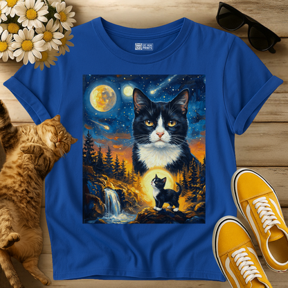 Tuxedo Cat Howling to The Moon T-Shirt