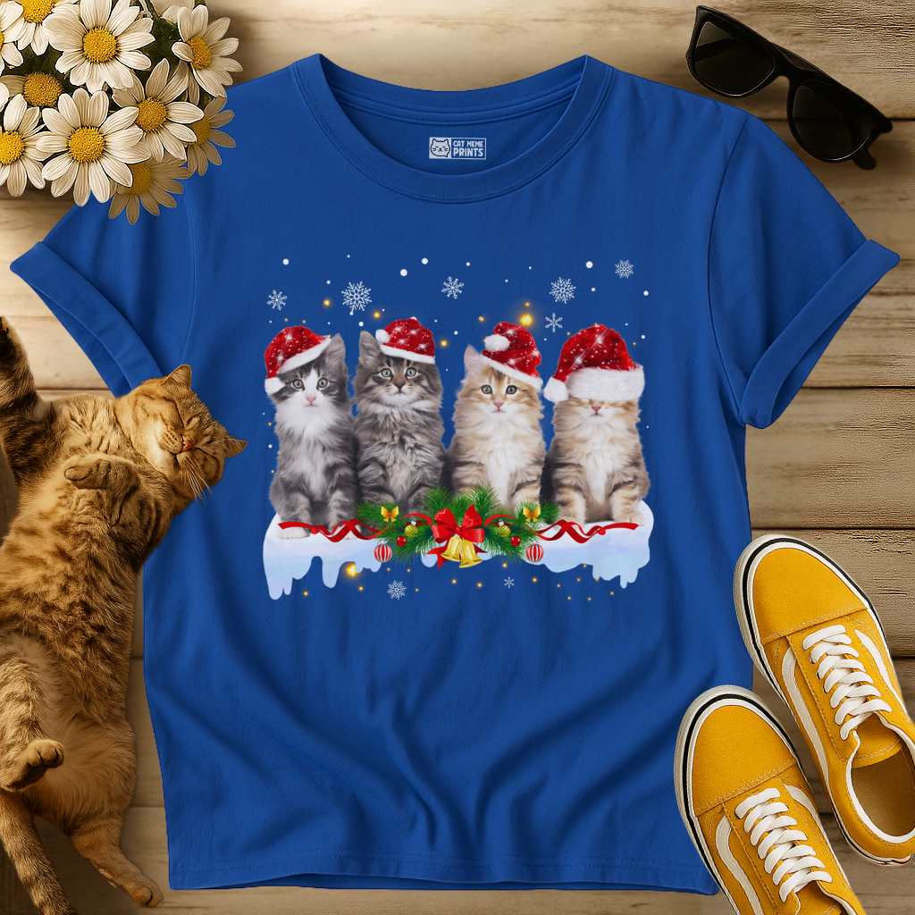 Cat Christmas Light Santa T-Shirt