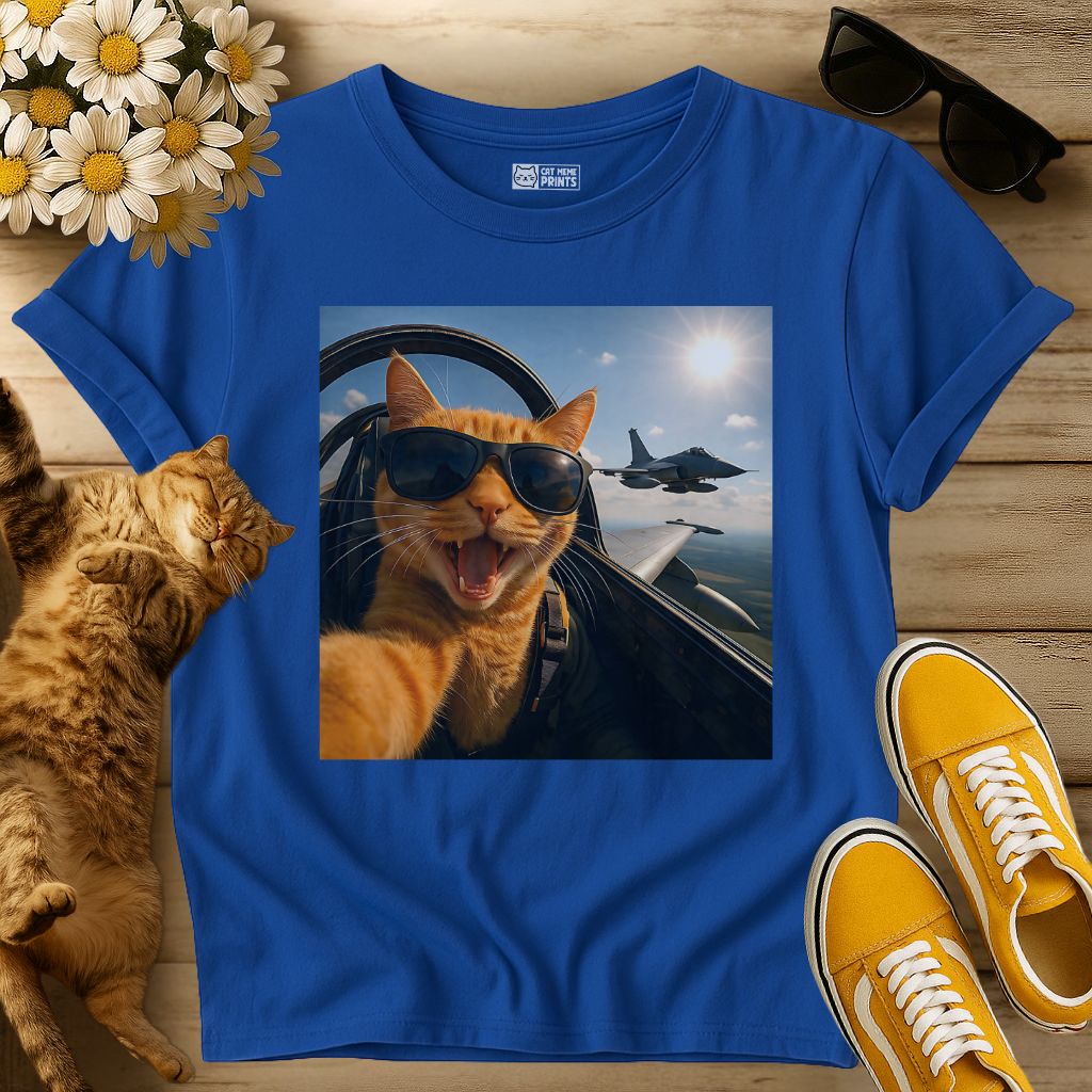 Cat Selfie Jet Airplane T-Shirt