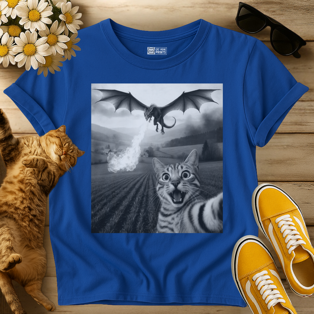 Cat Selfie with Dragon T-Shirt