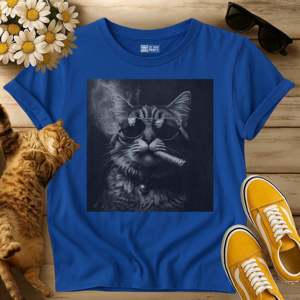 Moody Maine Coon Cat Smoking T-Shirt