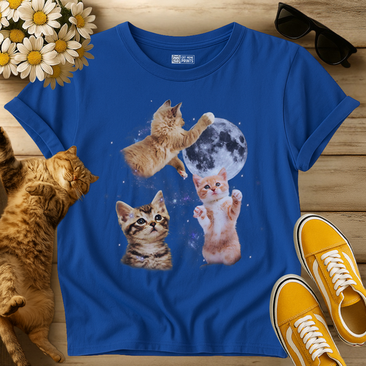 Three Cats Howling Moon T-Shirt