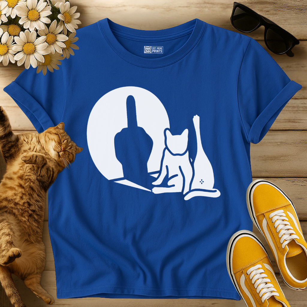Funny Middle Finger Cat Shadow T-Shirt
