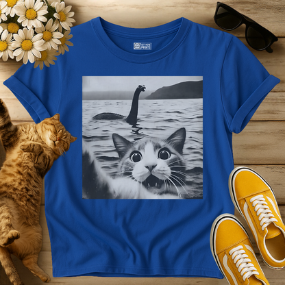 Cat Selfie with Loch Ness Monster T-Shirt